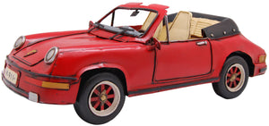 Pretty Valley Home - Retro Classic Handmade Iron '1973 Red Porsche Der 911' Model Craft Figure
