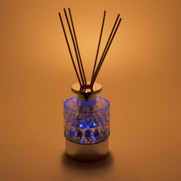 LED Lighted Clear Cut Glass Reed Fragrance Diffuser Rose 110ml PV8700L