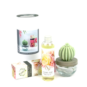 Barrel Cactus Ceramic Flower Fragrance Diffuser Combo Elegant Peony 200ml DFC-BRL-9134