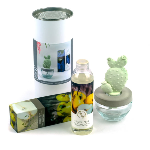 Bunny Ear Cactus Ceramic Flower Fragrance Diffuser Combo Frozen Pear 200ml DFC-BNY-9134