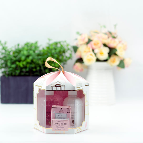 4pcs bath gift set in paper box with PVC window