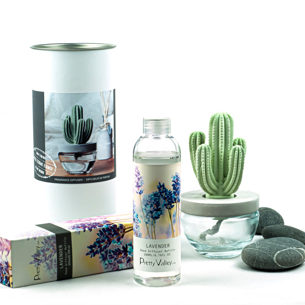 Cactus Ceramic Flower Fragrance Diffuser Set Lavender 200ml DFC-CAC-1314