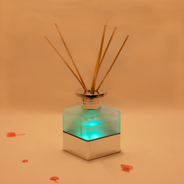 LED Lighted Frosted Glass Reed Fragrance Diffuser Bergamot 110ml PV9003L