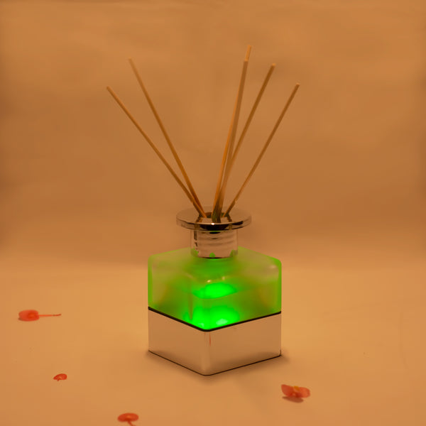 LED Lighted Frosted Glass Reed Fragrance Diffuser Rose 110ml PV9003L