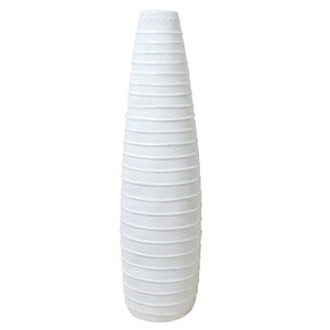 Embossed White Slender Vase